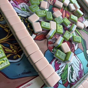 <span class=keywords><strong>Jeu</strong></span> <span class=keywords><strong>de</strong></span> Mahjong américain <span class=keywords><strong>de</strong></span> luxe <span class=keywords><strong>de</strong></span> haute qualité, 160 tuiles en acrylique rose et vert à 3 couches - Product Image 3