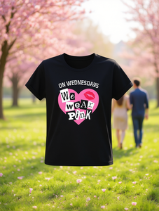 T-shirt casual da donna girocollo a maniche corte con stampa a cuore rosa, vestibilità regolare per tutte le stagioni, in jersey 100% cotone - Product Image 2