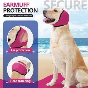 Orejeras para perros, color rosa y gris, impermeables, con reducción de ruido, para nadar en verano, calmar y relajar emocionalmente - Product Image 3