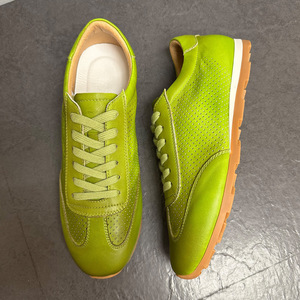 Chaussures bateau en cuir véritable respirantes à talon bas et semelle souple pour homme – Vert décontracté pour l'été - Product Image 3