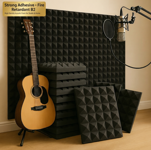 Panneaux de <span class=keywords><strong>Mousse</strong></span> Acoustique Auto-Adhésifs Haute Densité | Silencieux Muraux Insonorisants et Ignifuges pour Studio, Bureau, Chambre - Product Image 1