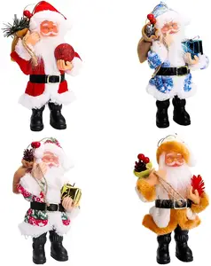 18CM hight Christmas santa with ski Christmas gifts ornament Santa Figurine Decorative Christmas Hanging