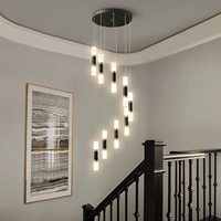 9-lumière Îlot De Cuisine Moderne Dimmable LED Moderne Noir Or Plafond Pendentif Lumière Salon Chambre Foyer LED 54W Escaliers
