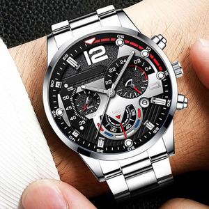 <span class=keywords><strong>Montre</strong></span> à Quartz pour Homme avec Aiguille Lumineuse, Bracelet en Acier, Cadran Calendrier, Élégance Sportive, <span class=keywords><strong>Montre</strong></span>-Bracelet Tendance, Meilleure Vente - Product Image 1