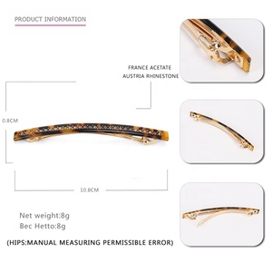 Kẹp Tóc Hình Chữ Nhật Mới Kẹp Tóc Pháp Acetate Được Trang Trí Bằng Một Dòng Kẹp Tóc Pha Lê Áo - Product Image 6