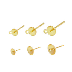 S925 Silver Earring <b>Post</b> 18K Gold Plated <b>Round</b> Shape For Earring Making DIY Jewelry Findings Components - Product Image 5