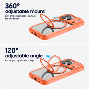 Carcasa Magnética Delgada al por Mayor con Anillo para iPhone 17 Pro Max, Naranja Translúcido, Funda Antigolpes - Product Image 3
