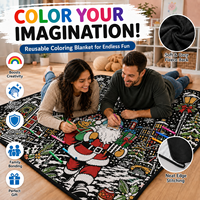 Couverture de coloriage DIY Noël Père Noël, lavable et réutilisable, pour peinture personnalisée en famille, idéale pour les fêtes de Noël