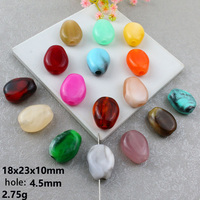 Manik-manik Akrilik Bentuk Geometris Tak Beraturan Lubang Besar 14mm 18mm Dua Warna Awan Oval Unik untuk Pembuatan Perhiasan DIY