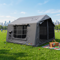 Villa Inflable para Camping de 8 m², Tela Técnica de 210 g, Algodón Técnico, 3x2.65 m, Color Gris Tanque, Portátil, Venta al Por Mayor