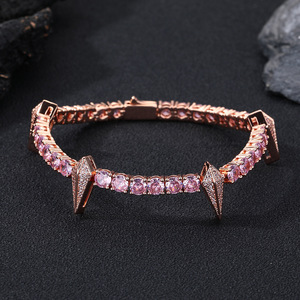 Collana Hip Hop Stile Pantera Nera con Dente di Lupo e Zirconi, Catena in Rame a Forma di Bambù, <span class=keywords><strong>Accessori</strong></span> Unisex di Tendenza, Vendita all'Ingrosso - Product Image 4