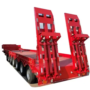 Heavy Low Bed Boy Deck Kontainer Pipih Gooseneck Truk Pengangkut Semi Trailer 100ton Truk Trailer Lowbed