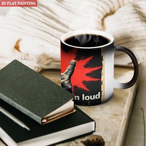 Thick Bottom Anti Slip Mug 11oz Frosted Black <b>Ceramic</b> Heat Sensitive Color Changing Drinking <b>Cup</b> - Product Image 3