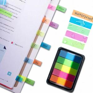 3 paquets de bandes d'indexation néon multicolores, étui de rangement, onglets de page auto-adhésifs amovibles, blocs-notes inscriptibles, étiquettes de lecture pour le bureau - Product Image 4
