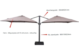 Grand <span class=keywords><strong>parasol</strong></span> en aluminium pour l'extérieur, double auvent, deux têtes, <span class=keywords><strong>parasol</strong></span> <span class=keywords><strong>de</strong></span> patio, <span class=keywords><strong>parasol</strong></span> double robuste - Product Image 2