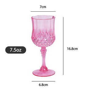 Verre à vin transparent réutilisable en plastique de 8 oz avec pied, gobelet incassable pour fête, mariage, barbecue en plein air - Product Image 2
