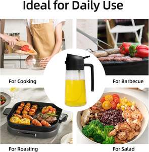 Bouteille Distributrice d'Huile d'Olive 2-en-1 en Verre Premium 16oz/470ml avec Pulvérisateur, Outil de Cuisine - Product Image 2