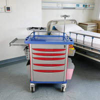 Carrito de Emergencia Multifuncional ABS para Hospital con Cajones y Soporte para Vía Intravenosa - Carro Médico con Ruedas Silenciosas para ER/UCI