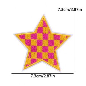 Patchs brodés thermocollants personnalisés en tissu pour casquettes de camionneur, motifs arc-en-ciel, à carreaux, cœur, étoile, vente en gros - Product Image 3