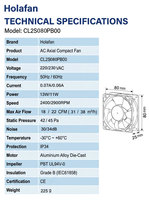 Ventilateur de refroidissement Holafan CE pour systèmes HVAC, 50Hz/60Hz 220V/230V, petit ventilateur axial carré avec hélices en plastique noir pour OEM/ODM