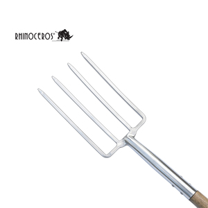 Forcone da Giardinaggio in Acciaio Inox con Impugnatura <span class=keywords><strong>a</strong></span> Y in Legno, 4 Denti, Pala in Acciaio per Giardino - Product Image 2