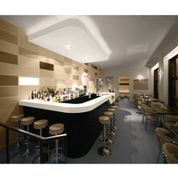 Comptoir de bar design en pierre artificielle pour café, restaurant et boîte de nuit avec éclairage LED noir