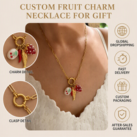 Fruit Charm Ketting Paperclip Ketting Kers Aardbei Chili Vis Keramiek Goudkleurig Dames Schattig Statement Sieraden Cadeau