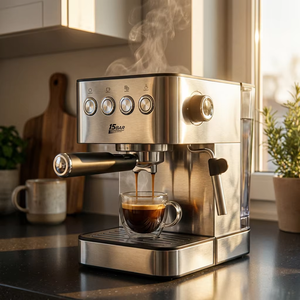 Machine à café semi-automatique standard européenne transfrontalière avec système de mousse de lait et réservoir amovible pour usage domestique - Product Image 2