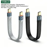 Kabel USB4.0 PD 240W Pengisian Daya Tipe-C ke Tipe-C Pendek dan Tipis dengan Chip E-Marker Terintegrasi, Transmisi Video 8K 40Gbps, Transfer Data