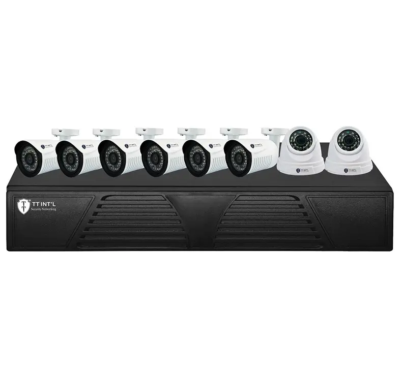 공장 가격 감시 방수 카메라 1080p AHD CCTV DVR 키트 8CH 네트워크 케이블 전원 공급