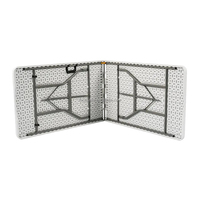 Table pliante d'extérieur en plastique HDPE de 240 cm, robuste, portable, personnalisable, moderne, pour hôtel, école, entrepôt, utilisation quatre saisons