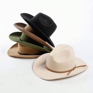 Western Style Mexican Wool Felt Sombrero Hat Fashion Men Women Rolled Brim Fedora Hats - Product Image 1