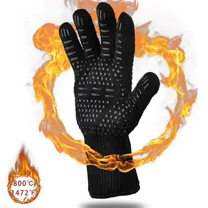 Gants de barbecue à 800 degrés anti-chaleur en silicone résistant aux hautes températures gants de travail de sécurité pour la cuisine