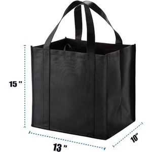Lot de 10 sacs de courses pliables robustes en tissu non tissé, motif carré, réutilisables, vente en gros - Product Image 2