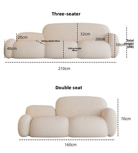 Divano in Tessuto dal Design Moderno <span class=keywords><strong>e</strong></span> Semplice in Stile Crema per Casa in Affitto, Economico <span class=keywords><strong>e</strong></span> di Nuova Concezione per Soggiorno - Product Image 5