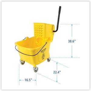 Seau et Essoreur Latéral Unisan Pro-Pac Jaune 8,75 Gallons pour Outils de Nettoyage/Ménage en Zone de Pause (Utilisation de l'eau) - Product Image 5
