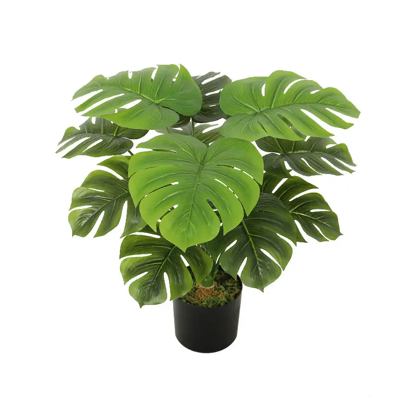 2021 aquarium plastic tree plant 12 leaves monstera indoor desk decoration dried plants artificial