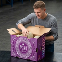 Boîte d'emballage jetable auto-érectrice en carton ondulé pour fruits et légumes, avec logo estampé argenté et impression personnalisée