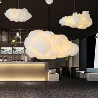 Lustre Nuage Créatif Minimaliste Personnalisé pour Hôtel, Centre Commercial, avec Télécommande