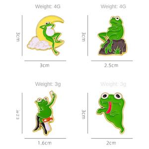 YINI Creatieve Cartoon Kikker Maan Selfie Ghost Broche Leuke Prachtige Emaille Pins Sieraden Zinklegering Borstel Techniek Kunst Aangepast - Product Image 6