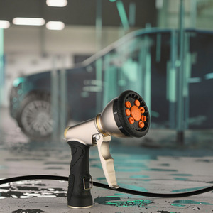 Ergonomic Portable Adjustable High-Pressure Metal Sprayer For Connector Multiple <strong>Spray</strong> Patterns Silver Body Garden Gun - Product Image 1