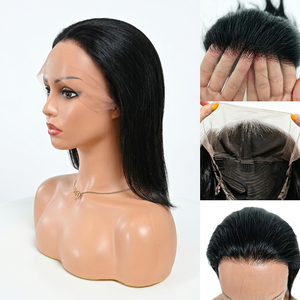 Letsfly Wholesale วิกผมบ๊อบแบบตรง 17$ โปร่งใส 13x4  พร้อมเชือกผูกด้านหน้า  ทำจากผมแท้บราซิล 100% สีดำธรรมชาติ สำหรับผู้หญิงผิวสี - Product Image 1