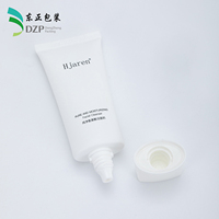 Tube souple cosmétique blanc PE vide 30-80ml avec bouchon ovale blanc 30mm, emballage compressible pour nettoyant visage hydratant aux acides aminés purs