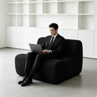 Canapé simple moderne, fauteuil de détente minimaliste rembourré, chaise longue en tissu doux pour salon, appartement, meubles de maison