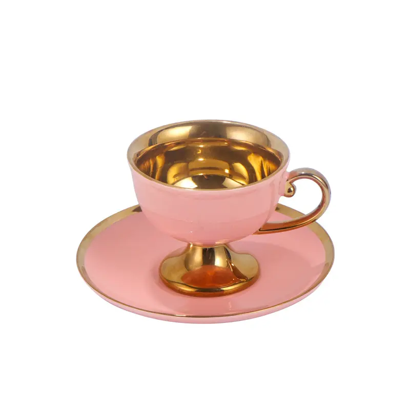 Juego de tazas de café de cerámica, juego de tazas de café de cerámica etíope de colores chapados en oro, café expreso turco Retro Para el hogar