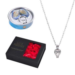 Boîte cadeau personnalisée pour bijoux en perles, collier double cœur avec huître à perle d'eau douce personnalisable, logo personnalisé pour femme, maman - Product Image 4