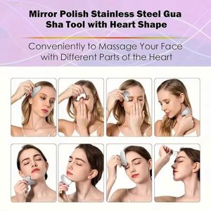 Custom Logo Stainless Steel Metal Gua Sha Tool Heart Shaped Face Massage Tool With <b>Gift</b> Box for Girl - Product Image 4