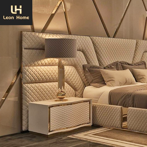 עיצוב עכשווי חדש יוקרתי רך עור כפול מיטה סופר קינג סייז מסגרת מיטה - Product Image 2