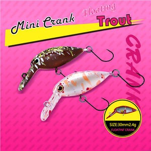 Esca Artificiale Crankbait Piccola da 30mm 2.4g per Pesca a Immersione Profonda 1.5m, con Amo Singolo, per Trota, Spigola e <span class=keywords><strong>Salmone</strong></span> - Product Image 2