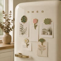 Aimants de réfrigérateur en métal émaillé personnalisés en gros, motifs végétaux mignons (fleurs, feuilles, succulentes), autocollants décoratifs pour réfrigérateur, cadeaux